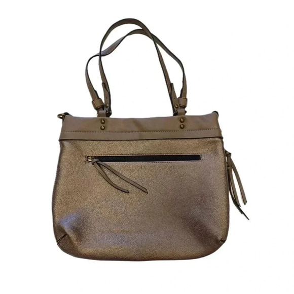 Joanel Leather Metallic Sand Colour Adjustable Shoulder Bag Purse - Picture 2 of 9